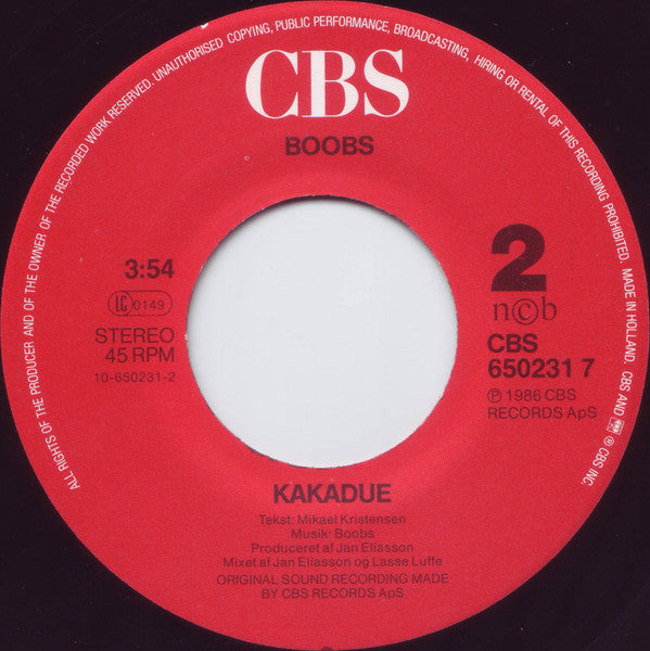 Boobs : Hot-Hot / Kakadue (7",45 RPM,Stereo)