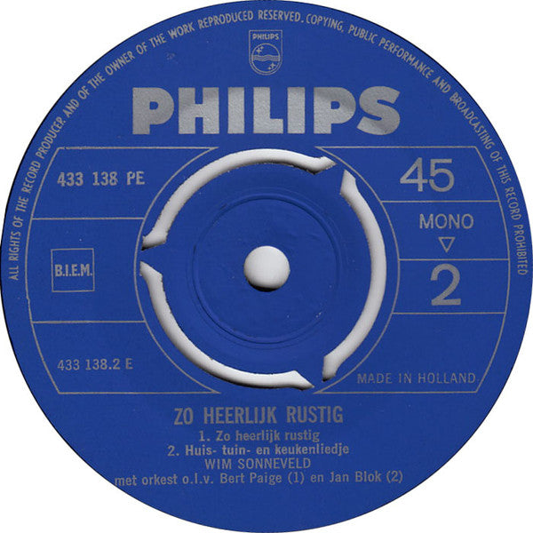 Wim Sonneveld : Zo Heerlijk Rustig (7",45 RPM,EP,Mono)