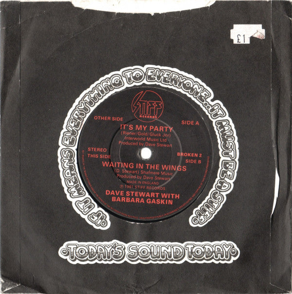 Dave Stewart & Barbara Gaskin : It's My Party (7",45 RPM,Single,Stereo)