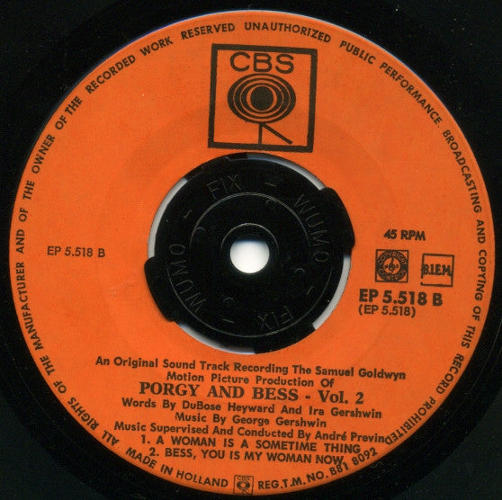 Samuel Goldwyn : Porgy And Bess Vol. 2 (7",45 RPM,EP)
