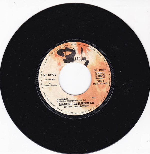 Martine Clémenceau : Sans Toi (7",45 RPM,Single)