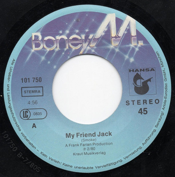 Boney M. : I See A Boat On The River / My Friend Jack (7",45 RPM,Single,Stereo)