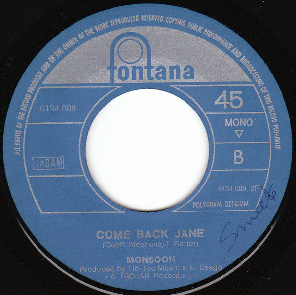 Monsoon (8) : Hot Honolulu Night / Come Back Jane (7",Single,Mono)