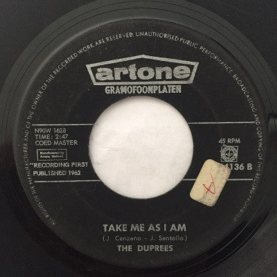 The Duprees : You Belong To Me / Take Me As I Am (7", Single)
