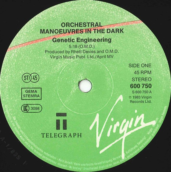 Orchestral Manoeuvres In The Dark : Genetic Engineering (312mm Version) (12",45 RPM,Single,Stereo)