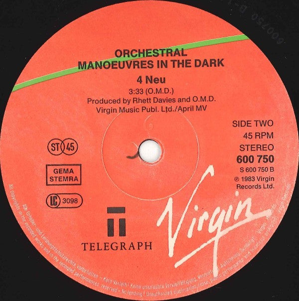Orchestral Manoeuvres In The Dark : Genetic Engineering (312mm Version) (12",45 RPM,Single,Stereo)
