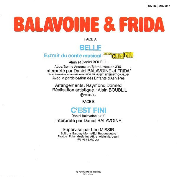Daniel Balavoine & Frida : Belle (7",45 RPM,Single)