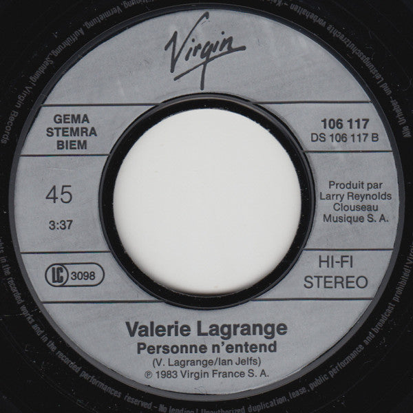 Valérie Lagrange : La Folie (7",45 RPM,Single,Stereo)