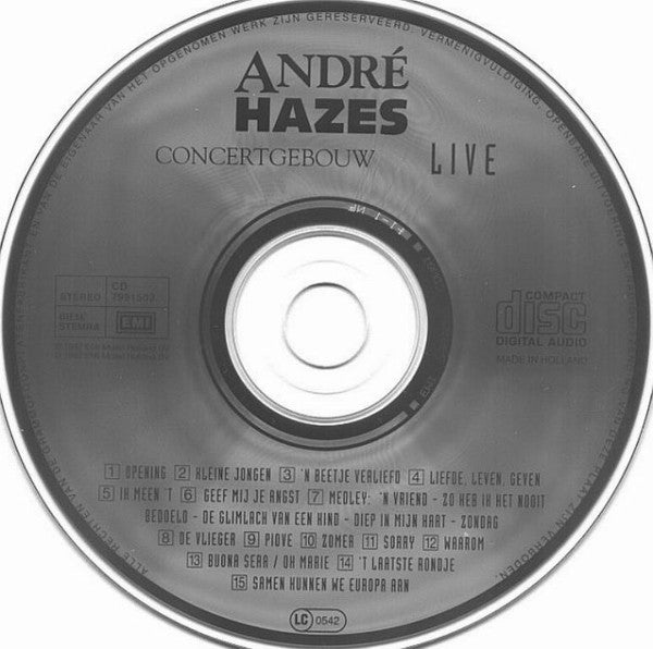 André Hazes : Concertgebouw Live (Album,Stereo)