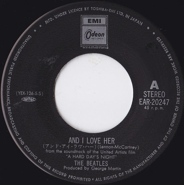 Beatles, The = Beatles, The : アンド・アイ・ラヴ・ハー = And I Love Her / 恋におちたら = If I Fell (7",45 RPM,Single,Reissue)