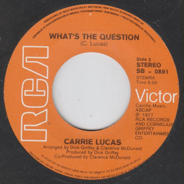 Carrie Lucas : I Gotta Keep Dancin' (7",45 RPM)