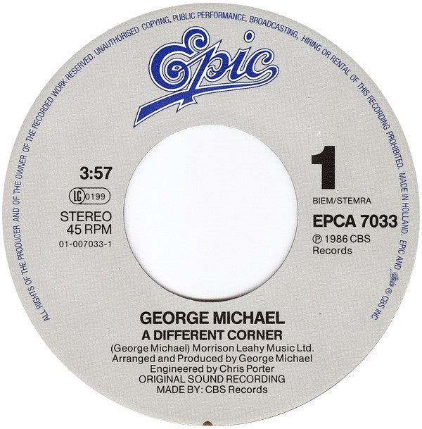 George Michael : A Different Corner (7",45 RPM,Single)