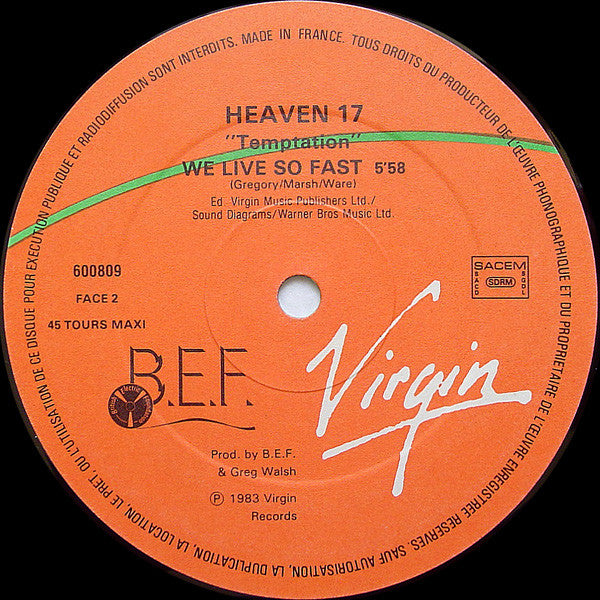 Heaven 17 : Temptation (Special Dance Mixes) (12",Maxi-Single,45 RPM)