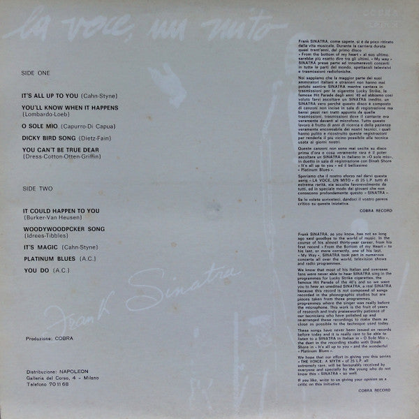 Frank Sinatra : La Voce, Un Mito (LP,Compilation)