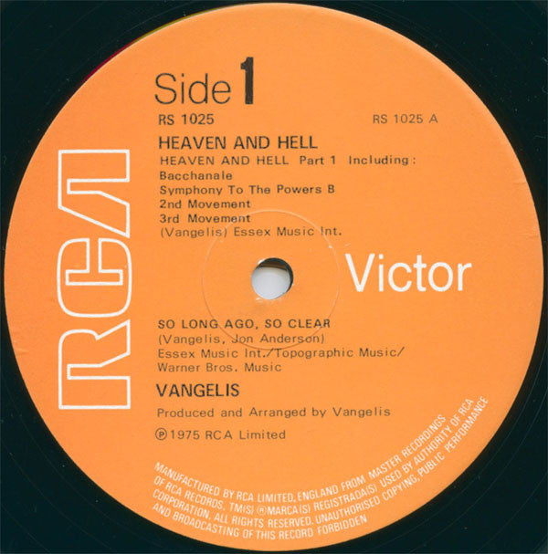 Vangelis : Heaven And Hell (LP, Album, Gat)