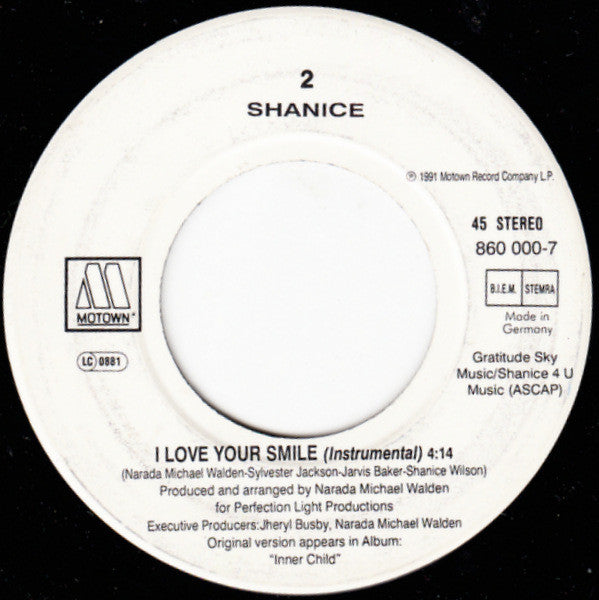 Shanice : I Love Your Smile (7",45 RPM,Single,Stereo)