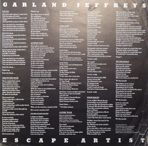 Garland Jeffreys : Escape Artist (LP,Album)