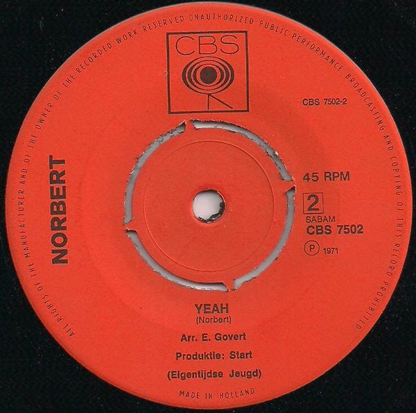 Paul Severs / Norbert : Ieder Mens / Yeah (7",Single,45 RPM)