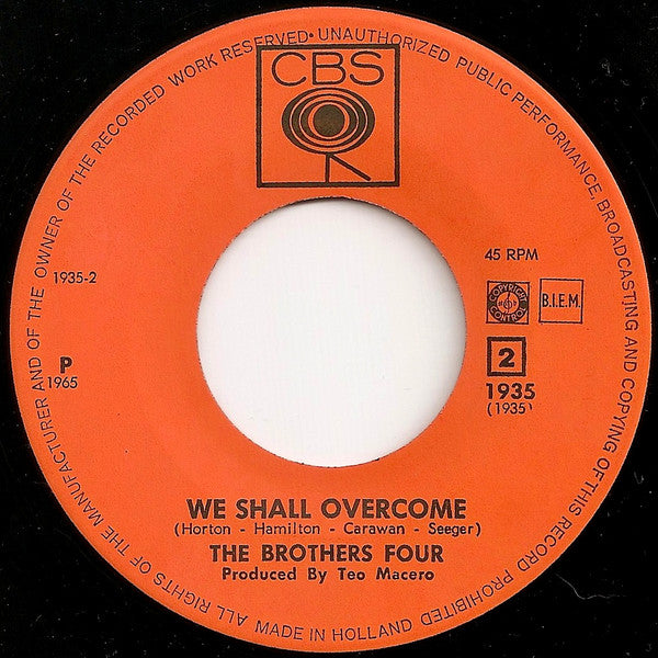 Brothers Four, The : Come To My Bedside My Darling / We Shall Overcome (7",45 RPM,Single)