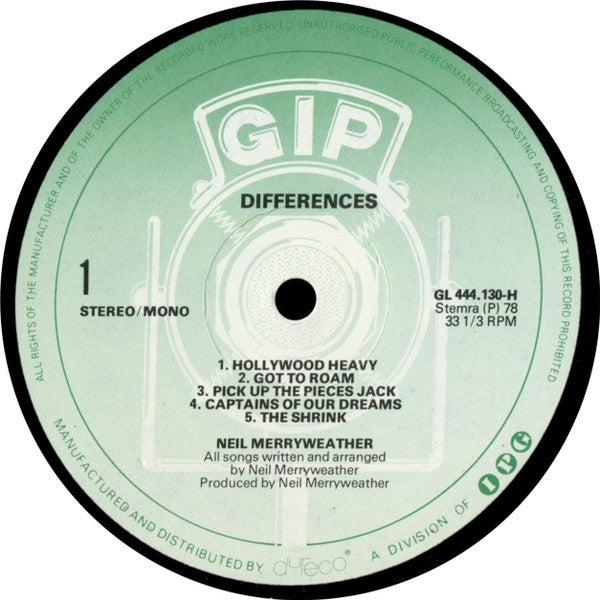 Neil Merryweather : Differences (LP, Album, Mono)