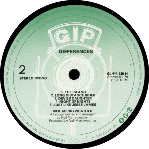 Neil Merryweather : Differences (LP, Album, Mono)
