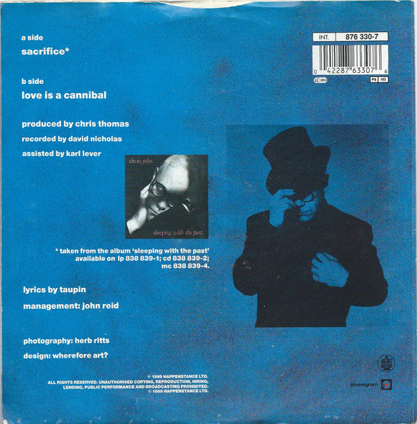 Elton John : Sacrifice (7",45 RPM,Single,Stereo)