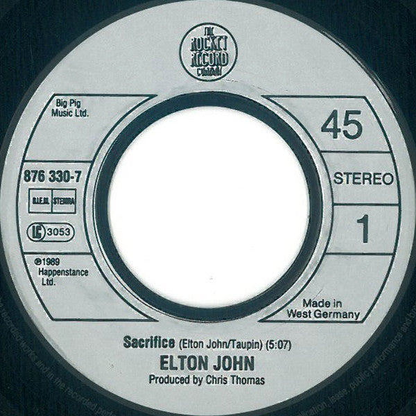 Elton John : Sacrifice (7",45 RPM,Single,Stereo)