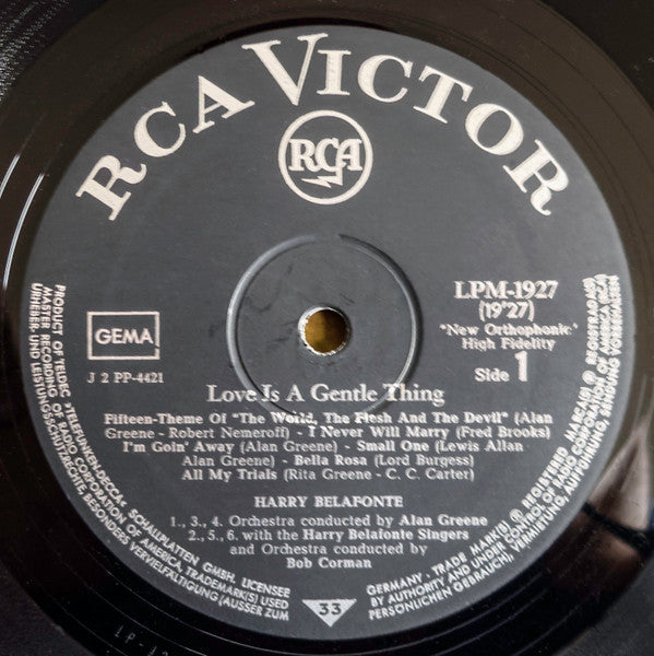 Harry Belafonte : Love Is A Gentle Thing (LP, Mono, Club)