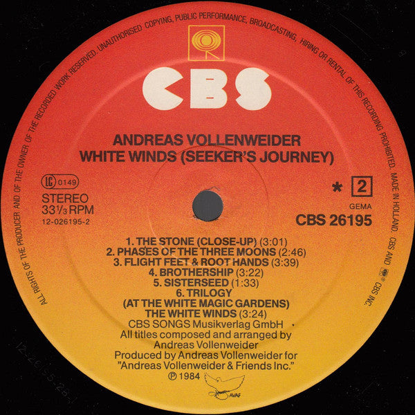 Andreas Vollenweider : White Winds (LP,Album)