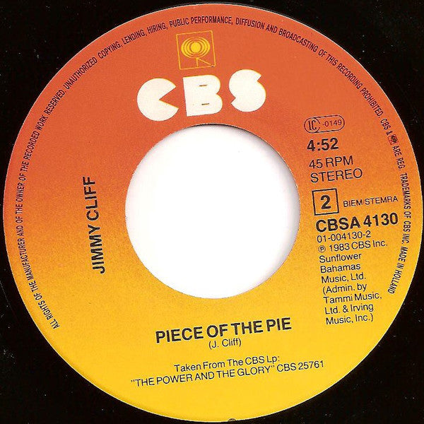 Jimmy Cliff : Sunshine In The Music (7",45 RPM,Single,Stereo)