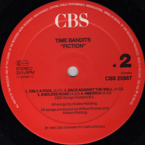 Time Bandits : Fiction (LP,Album,Stereo)