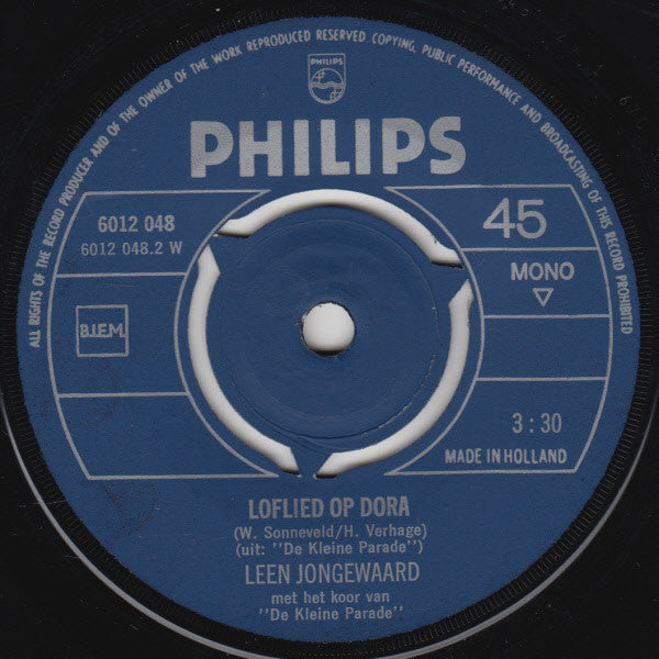 Leen Jongewaard : Lieve Heer, Doe Mijn Een Lol / Loflied Op Dora (7",45 RPM,Single,Mono)