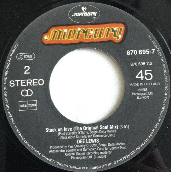 Dee Lewis : Stuck On Love (7",45 RPM,Single)