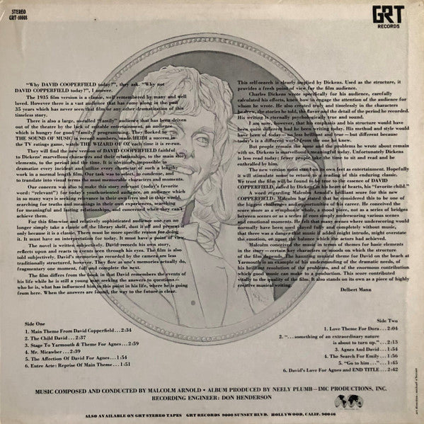 Malcolm Arnold : David Copperfield (Music From the NBC Television Special) (LP)