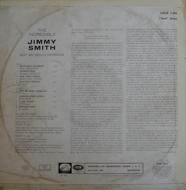 Jimmy Smith : Got My Mojo Workin' (LP, Album, Mono)