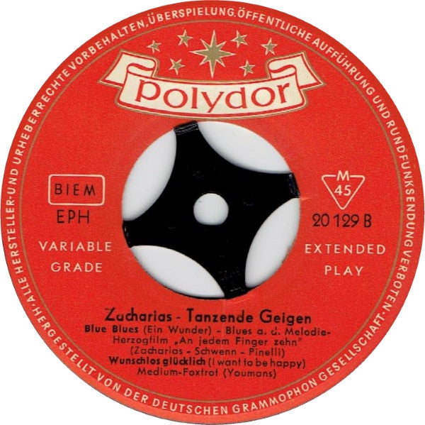 Helmut Zacharias : Tanzende Geigen (7",45 RPM,EP)