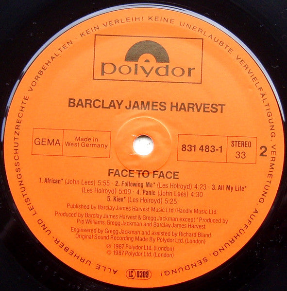 Barclay James Harvest : Face To Face (LP,Album,Stereo)