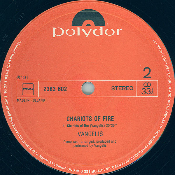Vangelis : Chariots Of Fire (LP, Album)