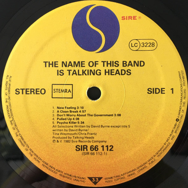 Talking Heads : The Name Of This Band Is Talking Heads (LP,Album,Stereo)