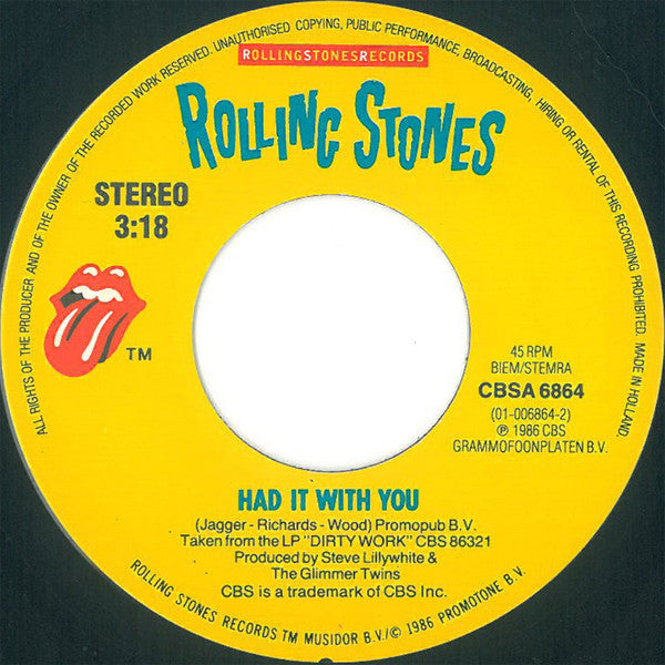 Rolling Stones, The : Harlem Shuffle (7",Single,45 RPM)