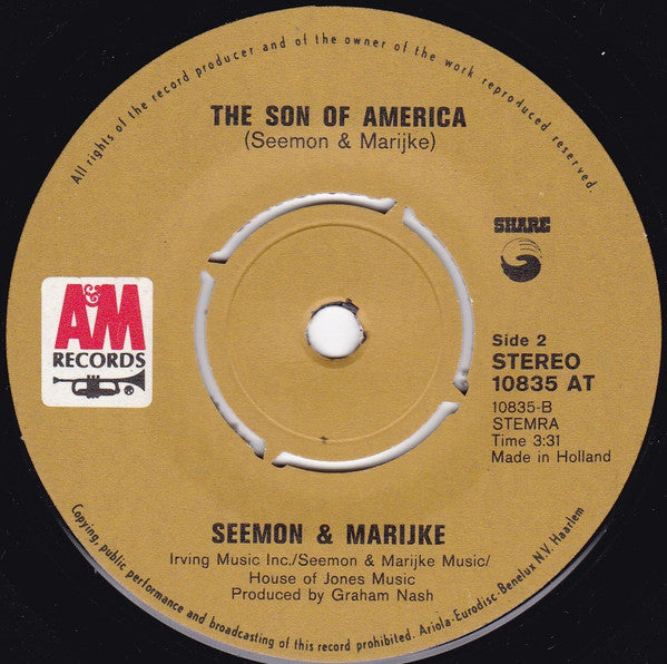 Seemon & Marijke : I Saw You / The Son Of America (7",45 RPM,Single)