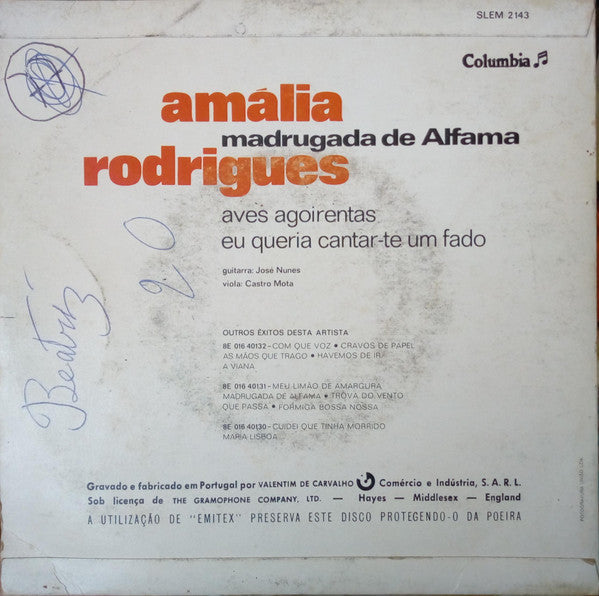 Amália* : Madrugada De Alfama (7", RE)