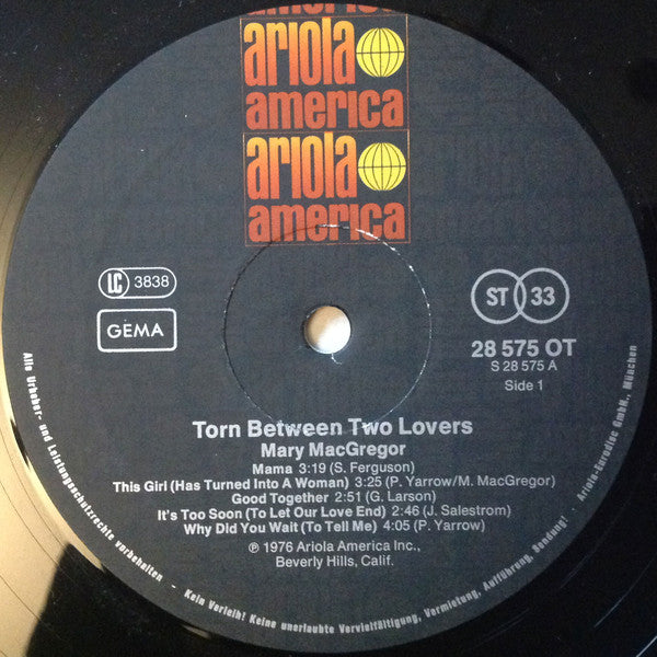 Mary MacGregor : Torn Between Two Lovers (LP,Album)