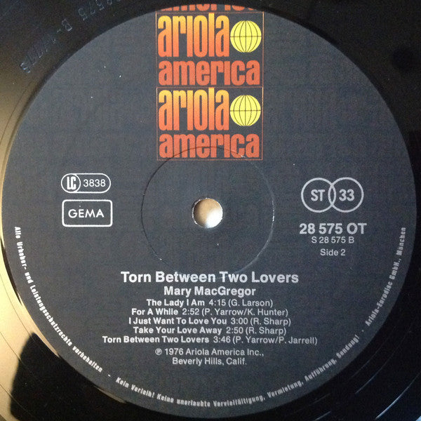 Mary MacGregor : Torn Between Two Lovers (LP,Album)