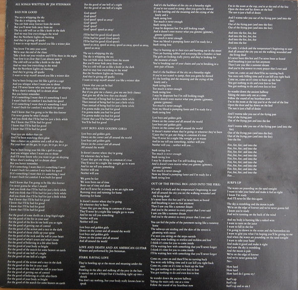 Jim Steinman : Bad For Good (LP,Album,Stereo)