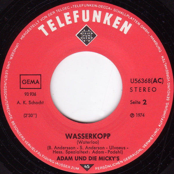 Adam Und Die Micky's : Heini, Wir Fahr'n Nach Bonn (Theo, Wir Fahr'n Nach Lodz) (7",45 RPM,Single)