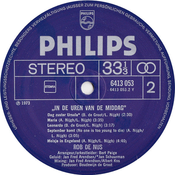Rob de Nijs : In De Uren Van De Middag (LP,Album)