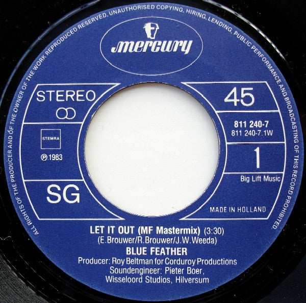 Blue Feather : Let It Out (7",45 RPM,Stereo)