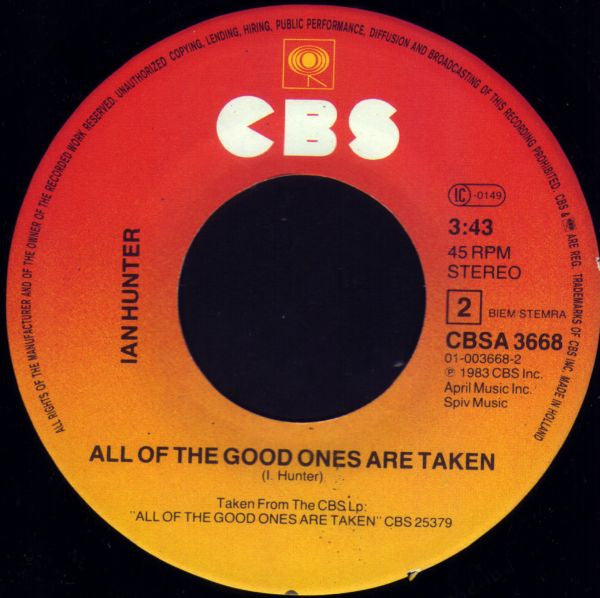 Ian Hunter : All Of The Good Ones Are Taken (7",45 RPM,Single)