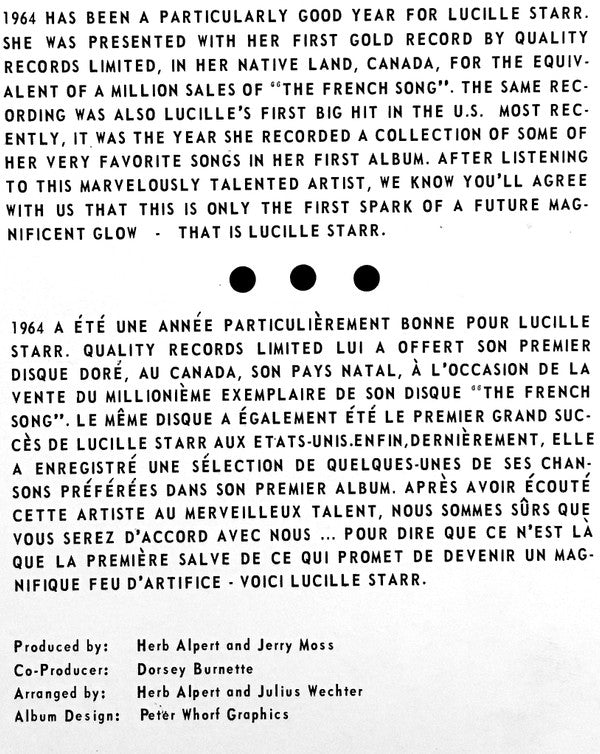 Lucille Starr : The French Song (LP,Album,Reissue)